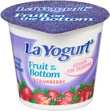 La yogurt fruit on the bottom strawberry 6 oz