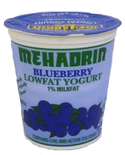 Mehadrin Blueberry Lowfat Yogurt 1% Milk fat 8 oz